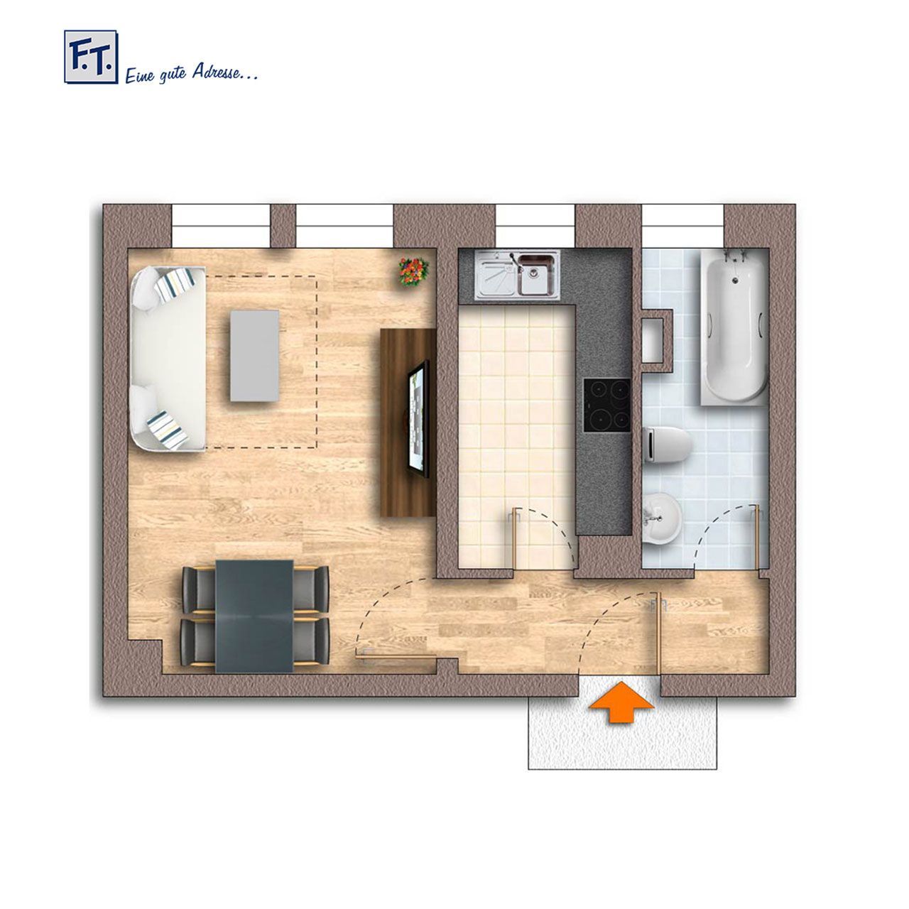 Erstbezug nach Sanierung – 1-Raum-Wohnung – ideal für Singles u. Studenten 02763 Zittau, Etagenwohnung